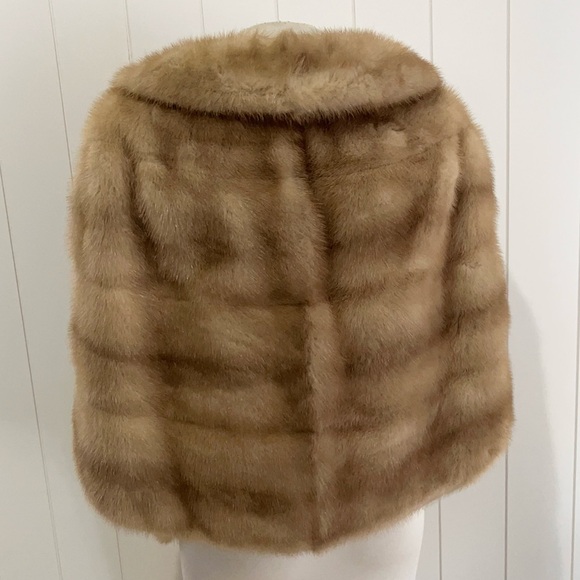 Vintage Mink  fur Shawl jacket vest size M Tan - Picture 5 of 14
